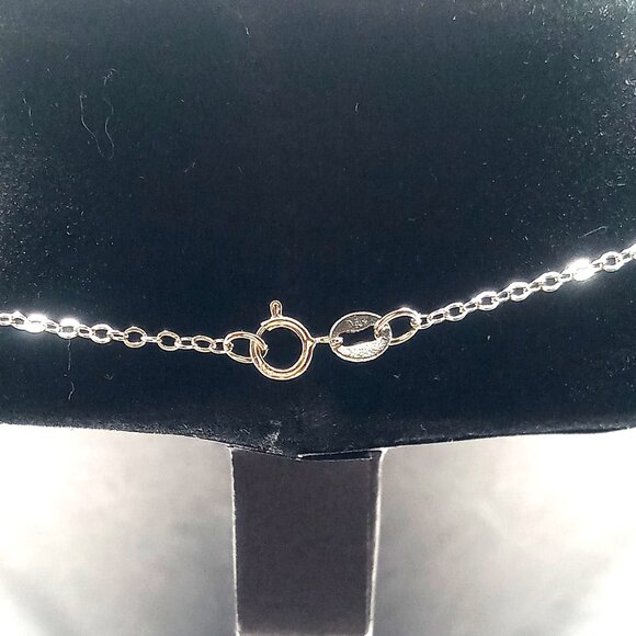 Women's 925 Sterling Silver Chain Necklace Blue Acrylic Beads Accents 18" Length - Picture 6 of 9